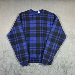 Vintage Fresh Jive Blue Plaid Crewneck Sweatshirt Men’s Oversize Medium #1626